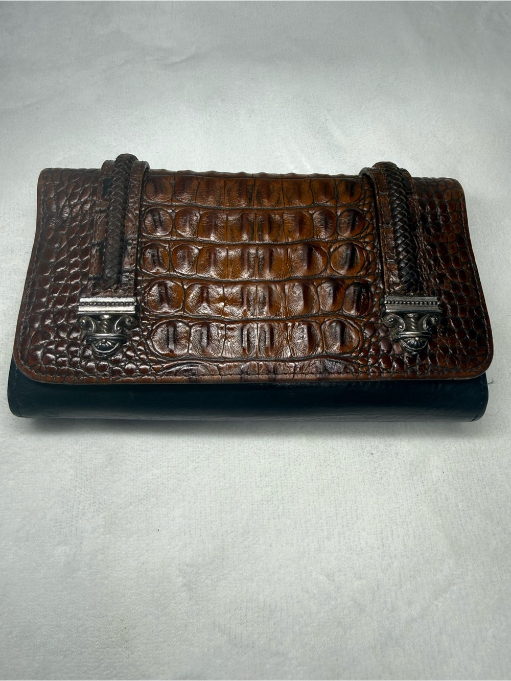 Brighton brown and black croc-embossed leather wallet purse